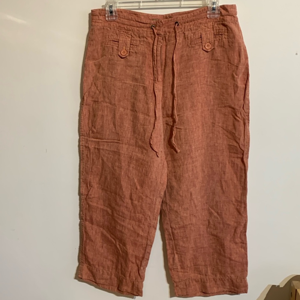 Peck&Peck Weekend 💯 Linen capris heather salmon colour size 8